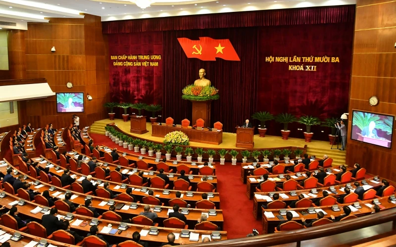 Toàn cảnh Bế mạc hội nghị lần thứ 13 Ban Chấp hành Trung ương Đảng khóa XII.  