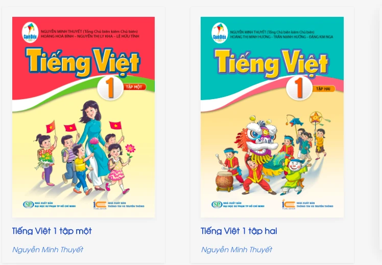 Một trong năm bộ sách giáo khoa lớp 1, môn Tiếng Việt, của chương trình giáo dục phổ thông mới. Ảnh: THUỲ LINH
