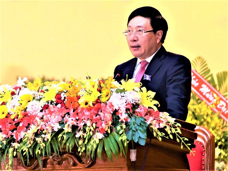 Đồng chí Phạm Bình Minh, Ủy viên Bộ Chính trị, Phó Thủ tướng Chính phủ, Bộ trưởng Ngoại giao phát biểu chỉ đạo đại hội.