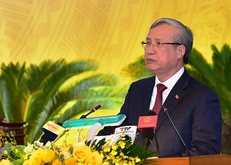 Đồng chí Trần Quốc Vượng, Ủy viên Bộ Chính trị, Thường trực Ban Bí thư phát biểu chỉ đạo đại hội.