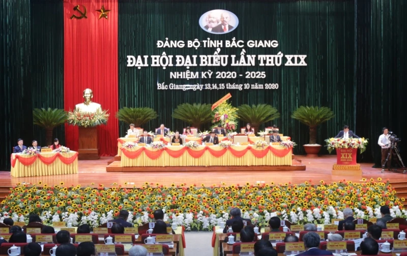 Toàn cảnh Đại hội Đảng bộ tỉnh Bắc Giang lần thứ 19 nhiệm kỳ 2020 - 2025.