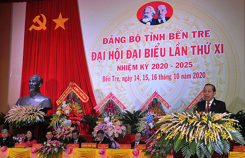 Đồng chí Trương Hòa Bình, Ủy viên Bộ Chính trị, Phó Thủ tướng Thường trực Chính phủ phát biểu chỉ đạo tại Đại hội.