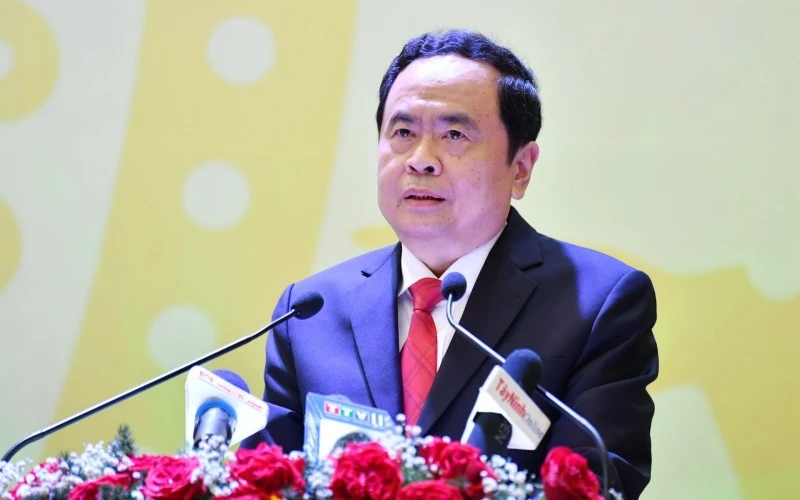Đồng chí Trần Thanh Mẫn, Bí thư T.Ư Đảng, Chủ tịch Ủy ban Trung ương MTTQ Việt Nam dự và chỉ đạo Đại hội. 