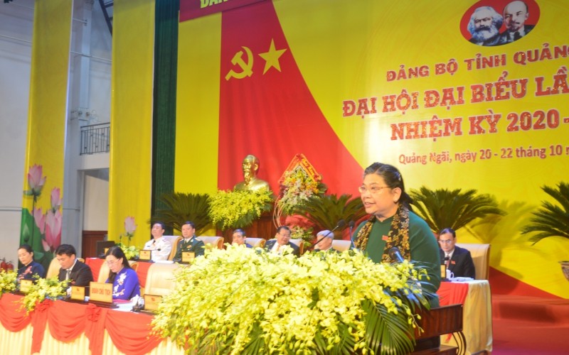 Đồng chí Tòng Thị Phóng, Ủy viên Bộ Chính trị, Phó Chủ tịch Thường trực Quốc hội phát biểu chỉ đạo Đại hội.