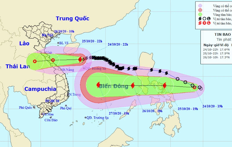 Vị trí và hướng di chuyển của bão số 8 (hình trên). (Nguồn: kttv.gov.vn)