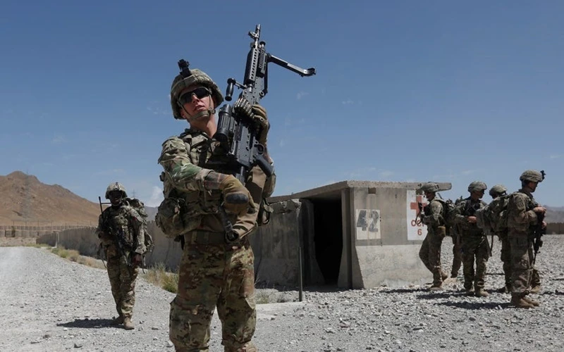 Binh sĩ Mỹ tuần tra tại căn cứ Quân đội quốc gia Afghanistan tại tỉnh Logar, Afghanistan. (Ảnh: Reuters) 