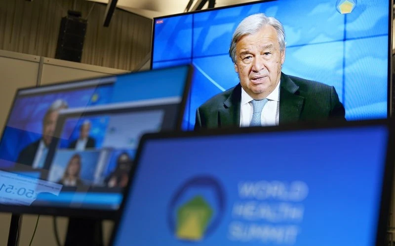 Tổng Thư ký Liên hợp quốc Antonio Guterres gửi thông điệp tới hội nghị. (Ảnh: Worldhealthsummit)