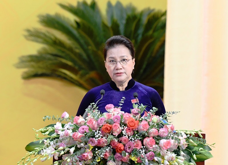 Chủ tịch Quốc hội Nguyễn Thị Kim Ngân phát biểu tại Đại hội.