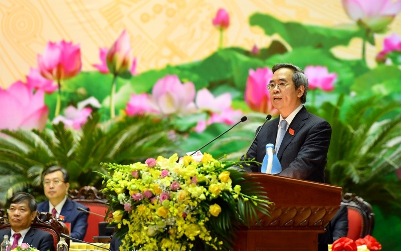 Đồng chí Nguyễn Văn Bình, Ủy viên Bộ Chính trị, Bí thư Trung ương Đảng, Trưởng Ban Kinh tế Trung ương phát biểu chỉ đạo Đại hội. 
