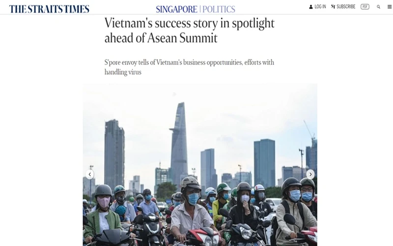 Ảnh chụp màn hình bài báo đăng trên The Straits Times, ngày 9-11.