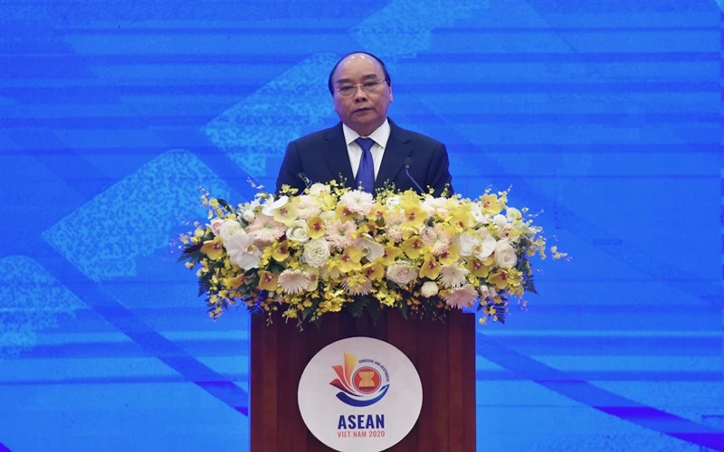 Thủ tướng Nguyễn Xuân Phúc tại Lễ bế mạc Hội nghị cấp cao ASEAN lần thứ 37 và các hội nghị cấp cao liên quan. (Ảnh: TRẦN HẢI)