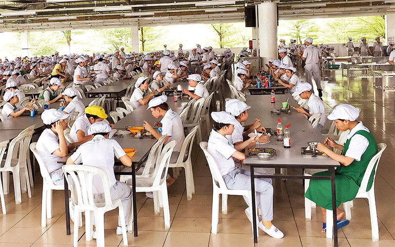 Bữa ăn trưa của công nhân Công ty TNHH Nidec Việt Nam.