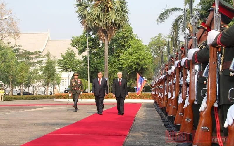 Tổng Bí thư, Chủ tịch nước Nguyễn Phú Trọng trong chuyến thăm hữu nghị chính thức Lào từ ngày 24 đến 25-2-2019.