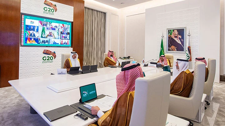 Saudi Arabia chủ trì Hội nghị cấp cao G20 tại phòng họp trực tuyến. Ảnh: G20.ORG