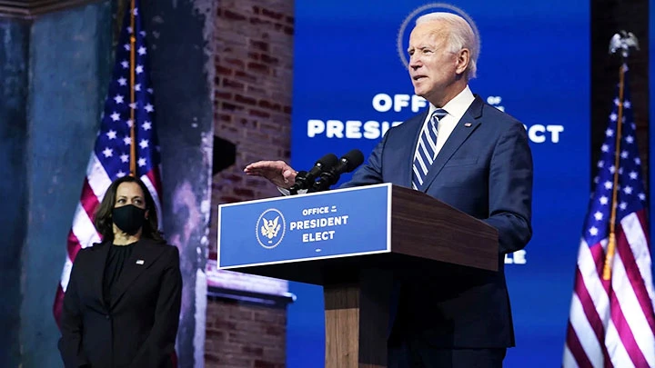 Ông Joe Biden phát biểu ý kiến trước người ủng hộ tại một hội nghị ở bang Dalaware. Ảnh: AP