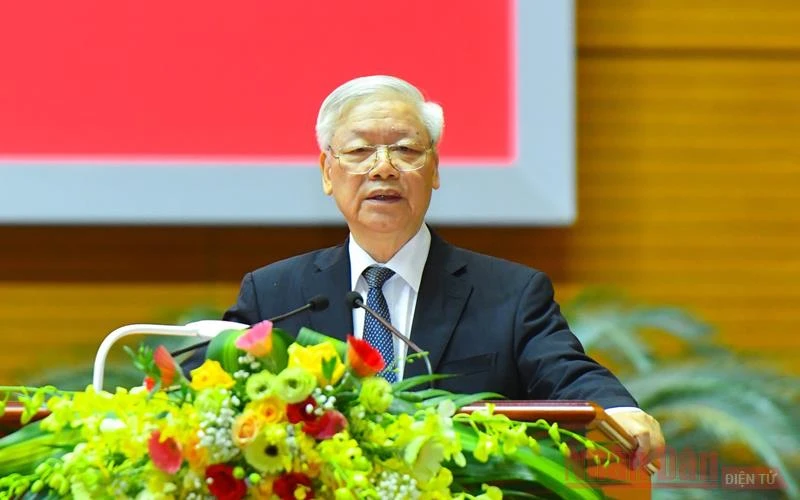 Tổng Bí thư, Chủ tịch nước Nguyễn Phú Trọng phát biểu chỉ đạo hội nghị. Ảnh: DUY LINH