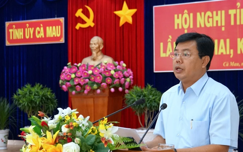 Bí thư Tỉnh ủy Cà Mau Nguyễn Tiến Hải chỉ đạo tại Hội nghị Tỉnh ủy Cà Mau lần thứ 2, khóa 16.