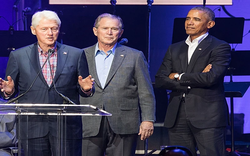 Ông Clinton, Bush và Obama tham gia một sự kiện tại Đại học Texas A&M, năm 2017. (Ảnh: Getty Images)