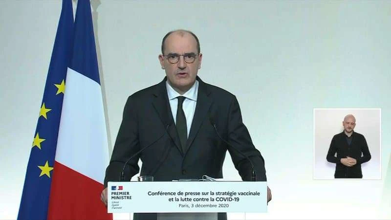 Thủ tướng Pháp Jean Castex yêu cầu người dân duy trì các biện pháp rào cản chống dịch trong những tuần tới, nhất là dịp lễ cuối năm. (Ảnh: BFMTV)