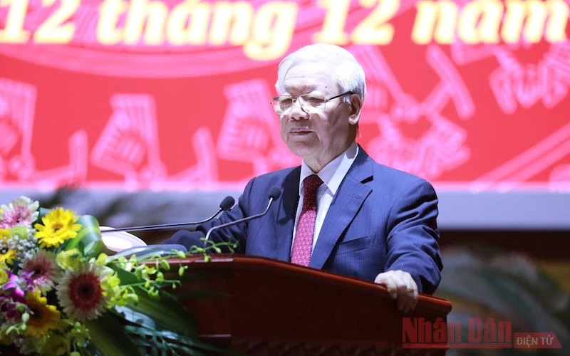 Tổng Bí thư, Chủ tịch nước Nguyễn Phú Trọng, Trưởng Ban Chỉ đạo T.Ư về phòng chống tham nhũng phát biểu tại hội nghị.