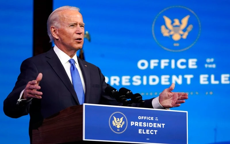 Ông Biden phát biểu trước toàn nước Mỹ sau khi cử tri đoàn bỏ phiếu xác nhận người chiến thắng trong cuộc bầu cử năm 2020. (Ảnh: AP)