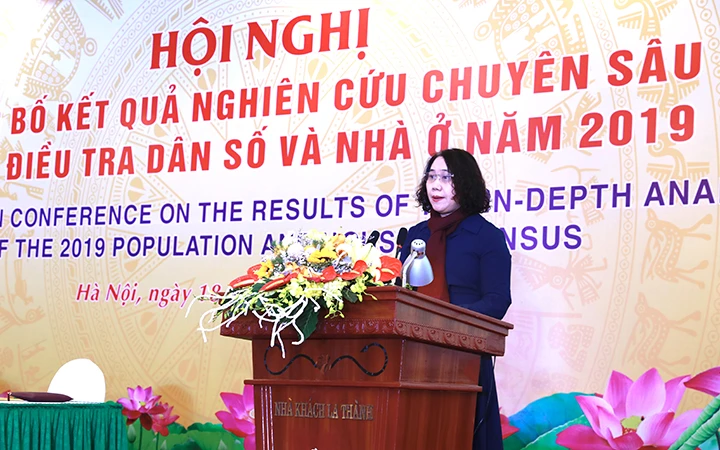 TS Nguyễn Thị Hương, Tổng cục trưởng Tổng cục Thống kê, tại hội nghị (Ảnh: UNFPA).
