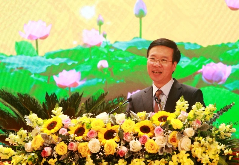 Đồng chí Võ Văn Thưởng, Ủy viên Bộ Chính trị, Bí thư Trung ương Đảng, Trưởng Ban Tuyên giáo Trung ương phát biểu kết luận hội nghị.