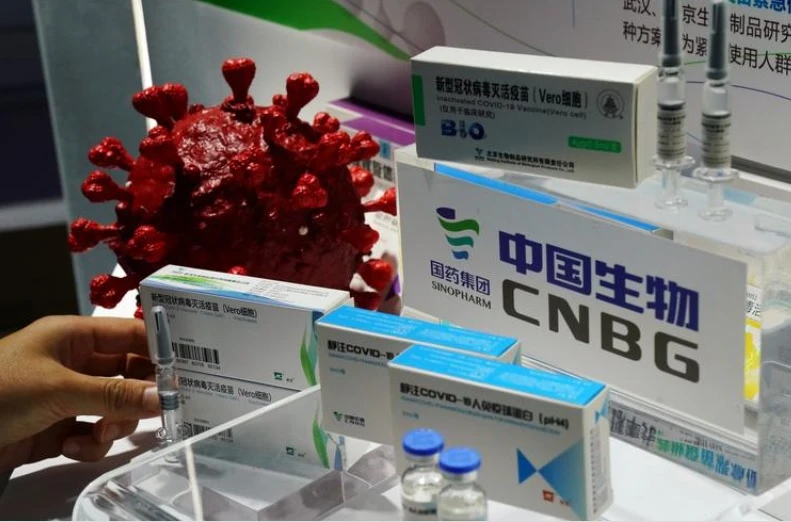 Một gian hàng trưng bày ứng cử viên vaccine Covid-19 của Tập đoàn Biotec Quốc gia Trung Quốc (CNBG) ngày 4-9-2020. Ảnh Reuters.