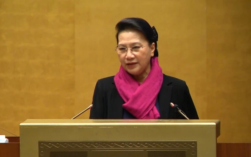 Chủ tịch Quốc hội Nguyễn Thị Kim Ngân phát biểu ý kiến tại Hội nghị.