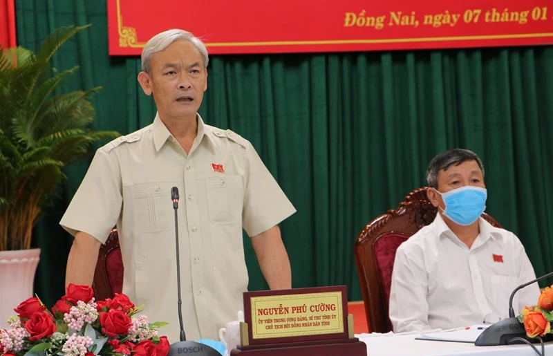 Đồng chí Bí thư Tỉnh ủy Đồng Nai Nguyễn Phú Cường phát biểu ý kiến tại hội nghị.