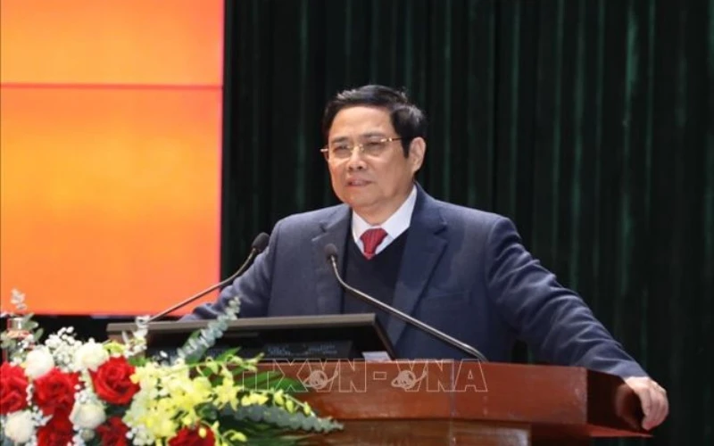 Trưởng Ban Tổ chức Trung ương Phạm Minh Chính phát biểu chỉ đạo Hội nghị. (Ảnh: Văn Điệp/TTXVN)