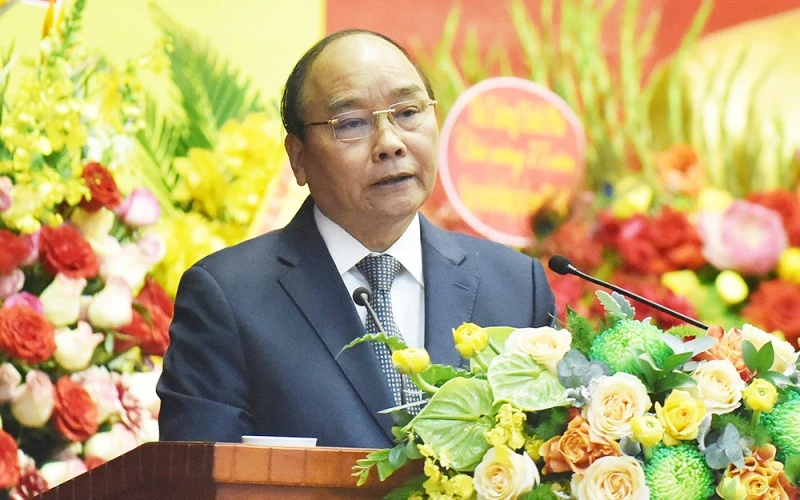 Thủ tướng Nguyễn Xuân Phúc phát biểu tại Lễ kỷ niệm. Ảnh: TRẦN HẢI