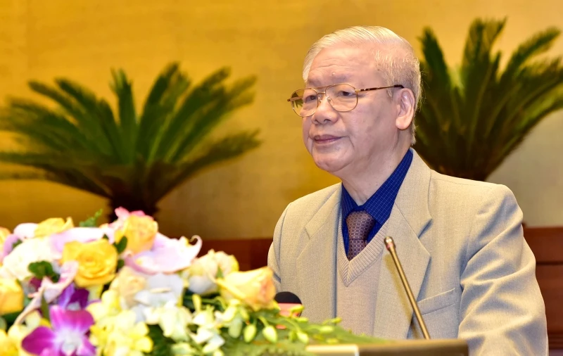 Tổng Bí thư, Chủ tịch nước Nguyễn Phú Trọng phát biểu chỉ đạo hội nghị. (Ảnh: DUY LINH)