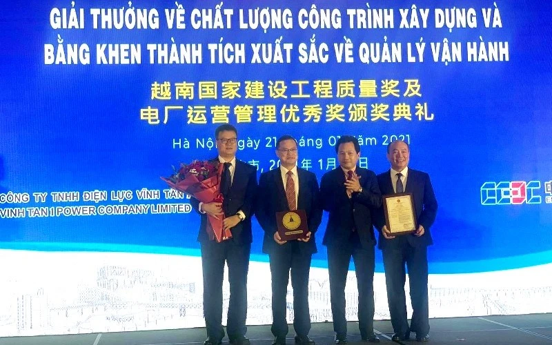Nhiệt điện Vĩnh Tân 1 nhận giải thưởng chất lượng công trình