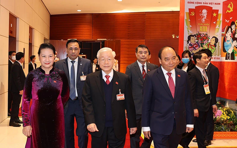 Tổng Bí thư, Chủ tịch nước Nguyễn Phú Trọng cùng các đại biểu đến dự phiên trù bị Đại hội XIII của Đảng.