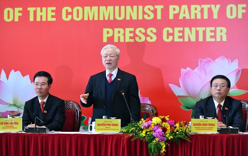 Tổng Bí thư, Chủ tịch nước Nguyễn Phú Trọng phát biểu ý kiến và trả lời báo chí tại buổi họp báo.