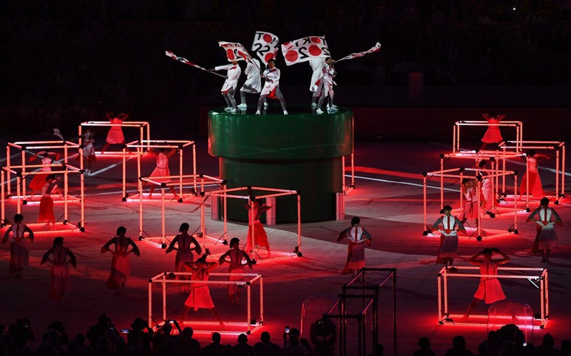 Màn biểu diễn tại lễ nhận cờ đăng cai Olympic 2020 của Nhật Bản. (Ảnh: Getty Images)