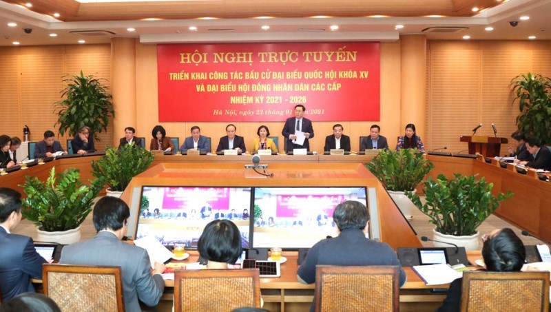 Hội nghị trực tuyến triển khai công tác bầu cử của Ban Thường vụ Thành ủy Hà Nội.