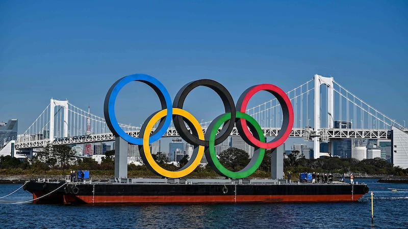 Biểu tượng Olympic tại Tokyo (Ảnh: cgtn.com)