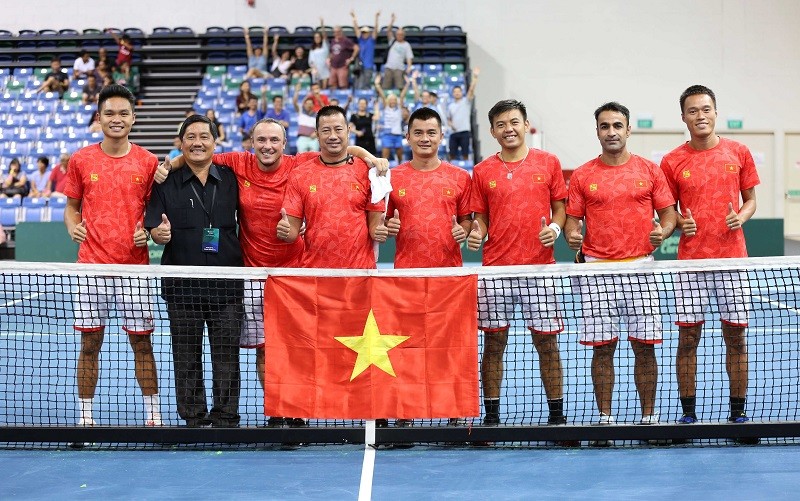 Đội tuyển quần vợt Việt Nam tham dự Davis Cup năm 2020 tại Ma-rốc. (Ảnh: VTF)