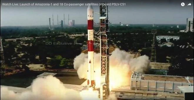 Tên lửa PSLV-C51 cất cánh thành công từ Trung tâm Vũ trụ Satish Dhawan, Sriharikota, Ấn Độ. Ảnh: ISRO.