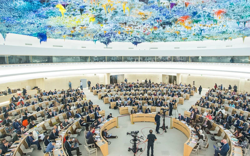 Toàn cảnh phiên họp đặc biệt của Hội đồng Nhân quyền Liên hợp quốc, tại Văn phòng Liên hợp quốc ở Geneva, ngày 18-5-2018. (Ảnh: un.org)
