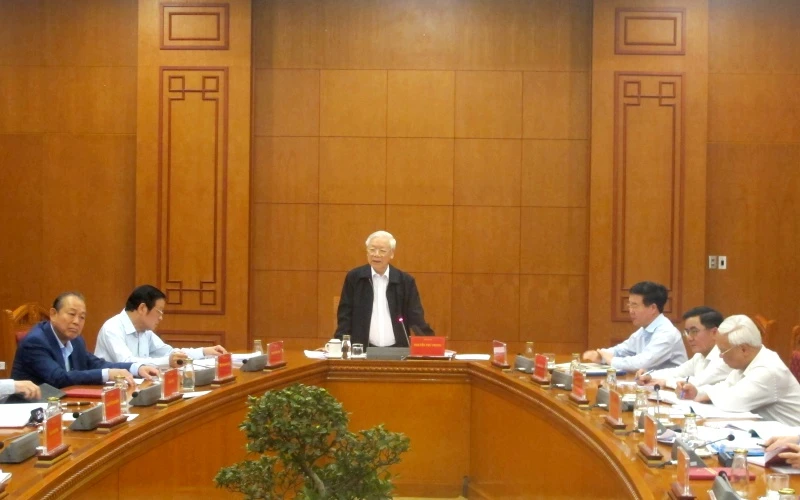 Tổng Bí thư, Chủ tịch nước Nguyễn Phú Trọng, Trưởng Ban Chỉ đạo chủ trì, kết luận cuộc họp.