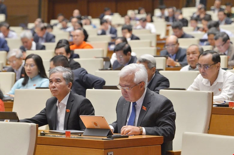 Các đại biểu Quốc hội tại phiên thảo luận ở hội trường chiều 24-3.