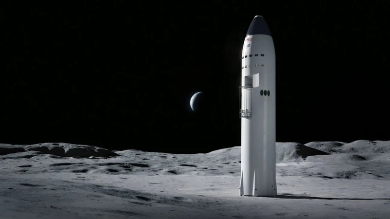 Hình ảnh minh họa phi thuyền của SpaceX trên mặt trăng. Ảnh: SpaceX.