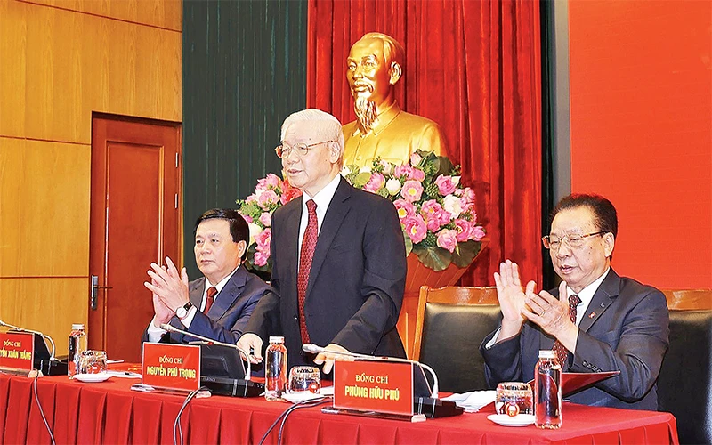 Tổng Bí thư Nguyễn Phú Trọng tại Hội nghị. Ảnh: TRÍ DŨNG (TTXVN)