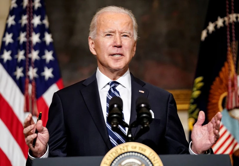 Tổng thống Mỹ Joe Biden phát biểu về việc giải quyết biến đổi khí hậu trước khi ký các quyết định hành động ngày 27-1. Ảnh: Reuters.