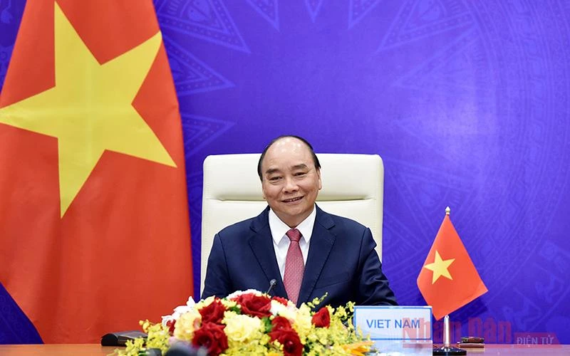 Chủ tịch nước Nguyễn Xuân Phúc dự Hội nghị thượng đỉnh về khí hậu. (Ảnh: Trần Hải)