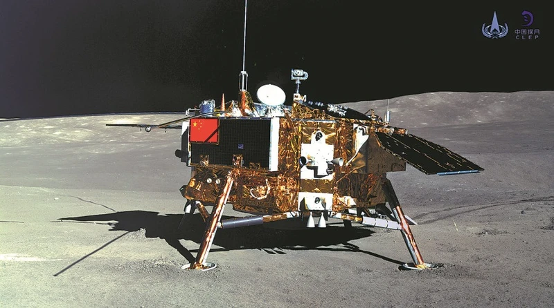 Hình ảnh tàu đổ bộ Hằng Nga 4 trên mặt trăng được chụp ngày 11-1-2019. Ảnh: Xinhua.