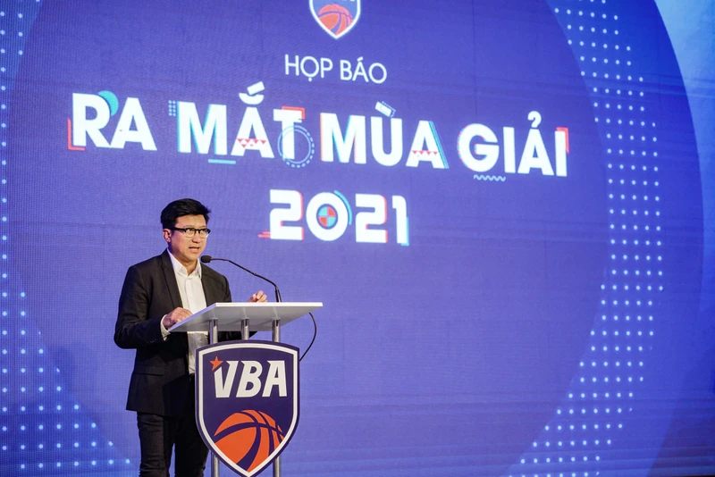 Chủ tịch Liên đoàn Bóng rổ Việt Nam Nguyễn Bảo Hoàng phát biểu về mùa giải 2021.
